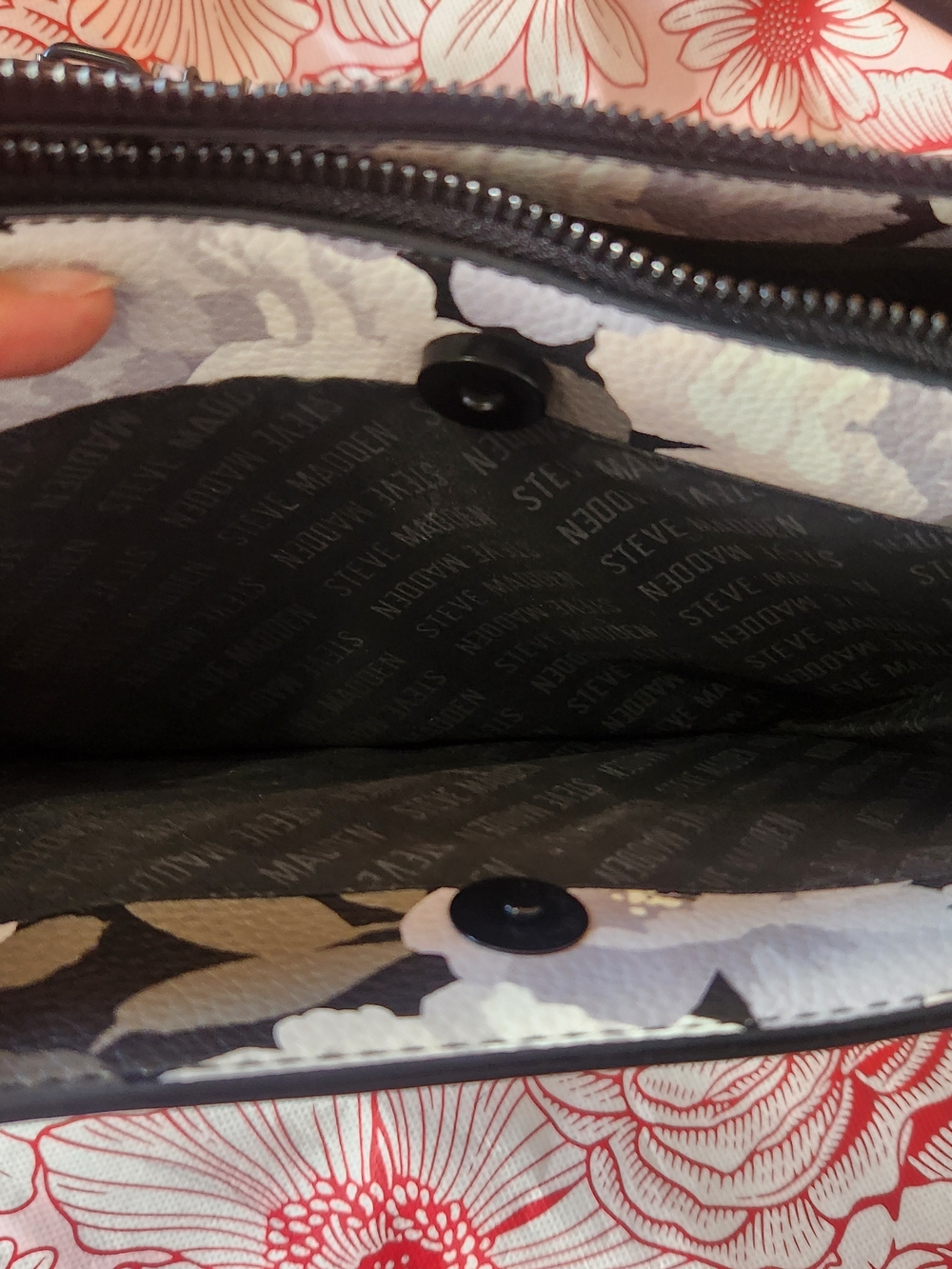 Steve Madden Lilac Black White Floral Faux Leather Crossbody With Wallet - Picture 6 of 9